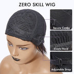 QVR Burgundy Water Wave Short Pixie Cut Wigs With Bangs Ombre Color Bob Wigs