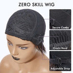 QVR Curly Short Pixie Cut Human Hair Wigs With Bangs