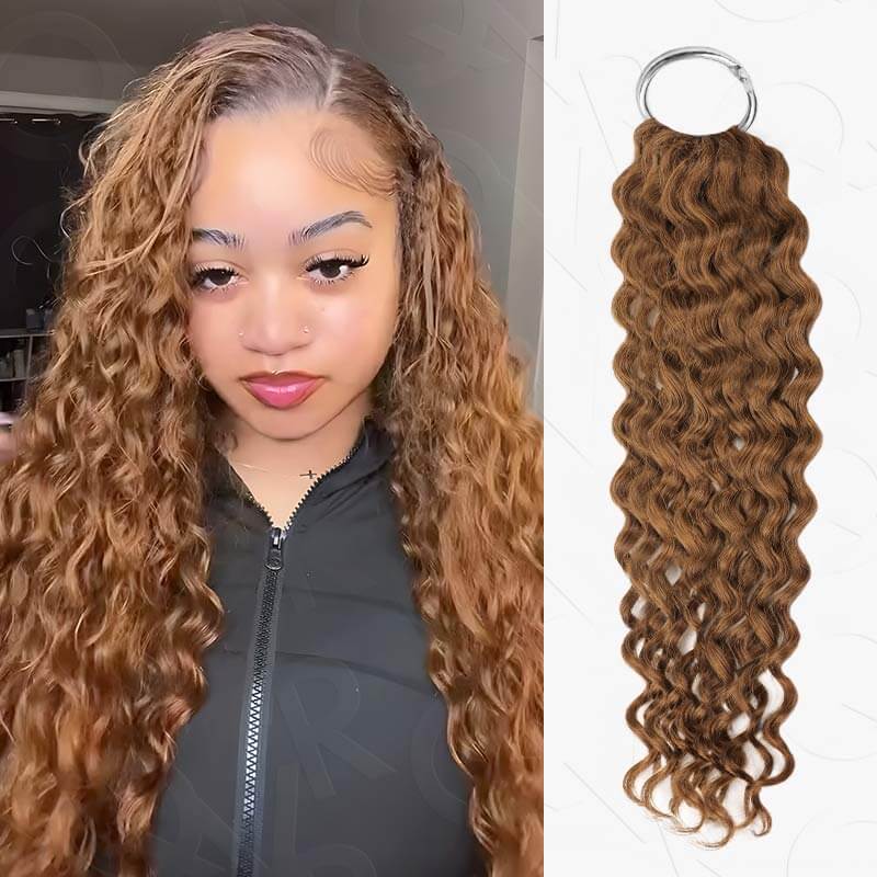 QVR Blonde Highlight Feather Crochet Human Hair #P1B/27 Water Wave Machine Made Crochet Weave Hair Extensions