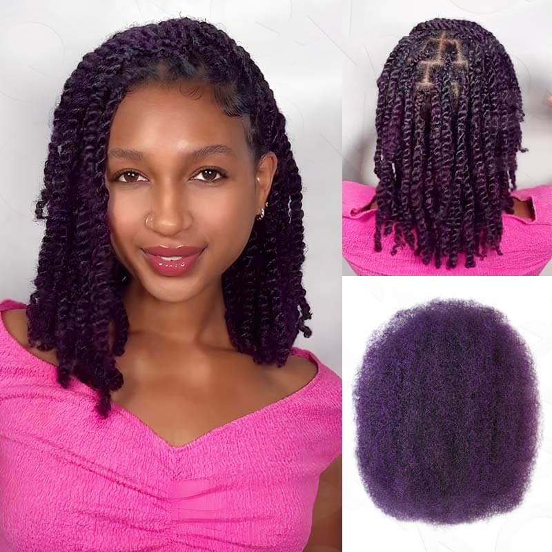 QVR Mix #1B/99J Color Afro Kinky Bulk Human Hair For Braiding Dreadlock Hair