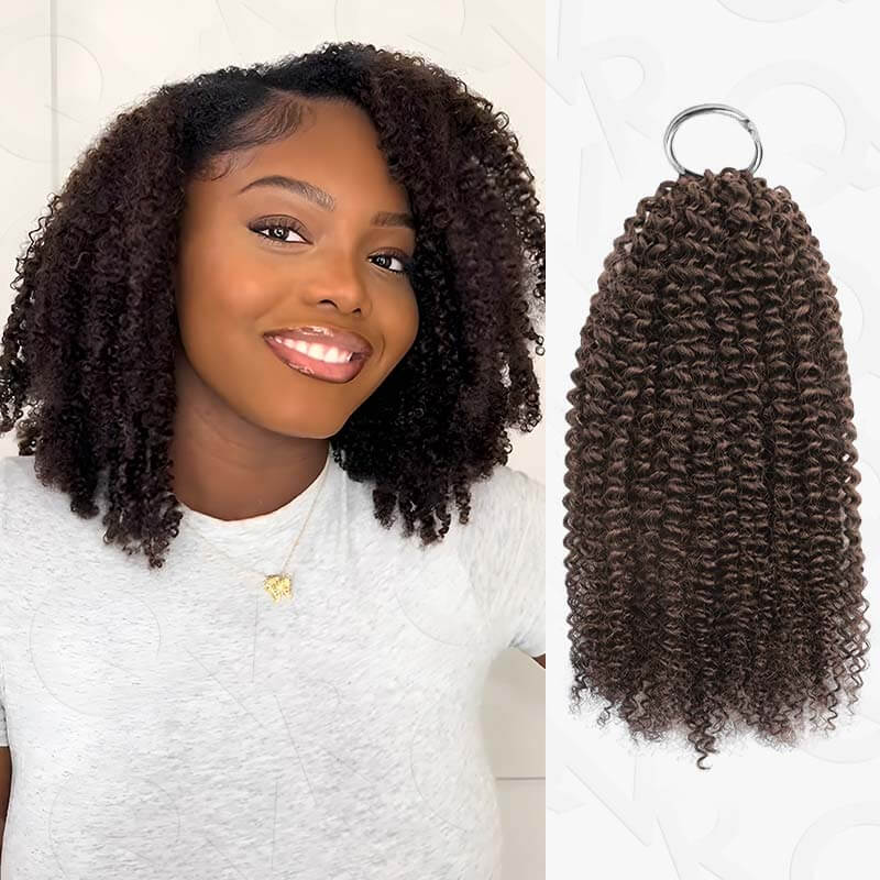 QVR Afro Kinky Curly Crochet Hair Machine Made Natural Black Feather Human Hair Extension