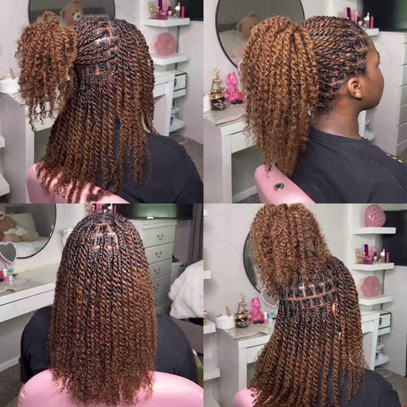 QVR Two Colors #P27/30 Afro Kinky Bulk Human Hair for Mini Twist Braiding Dreadlock