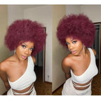 QVR Affordable Afro Kinky Bulk Human Hair 99J Burgundy Color For Braiding DreadLock