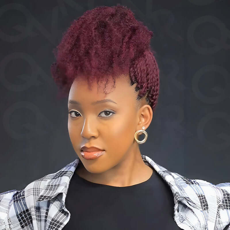 QVR Affordable Afro Kinky Bulk Human Hair 99J Burgundy Color For Braiding DreadLock