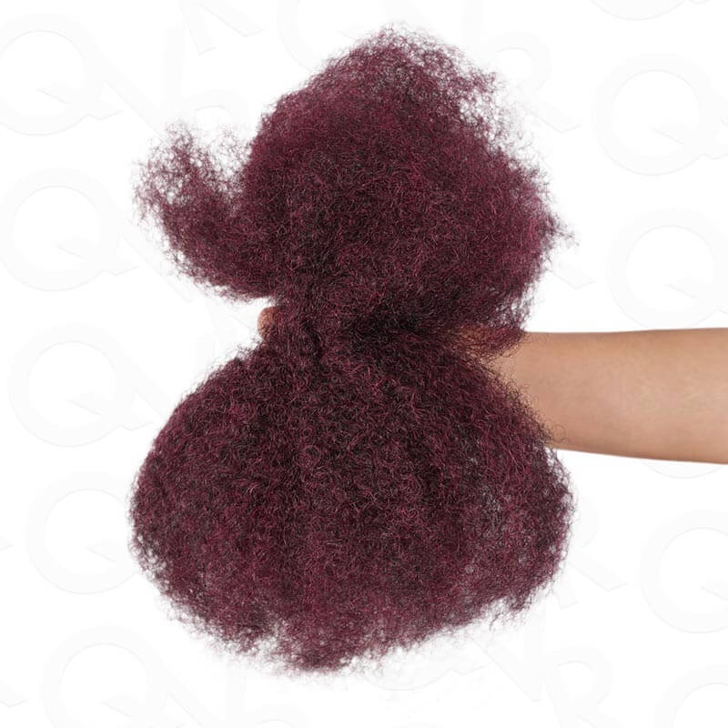 QVR Three Mix Colors Afro Kinky Bulk #1B/99J/Burgundy Human Hair For Braiding Dreadlock Hair