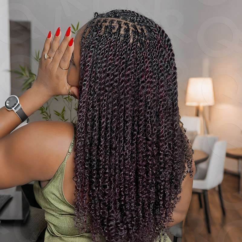 QVR Mix #1B/99J Color Afro Kinky Bulk Human Hair For Braiding Dreadlock Hair