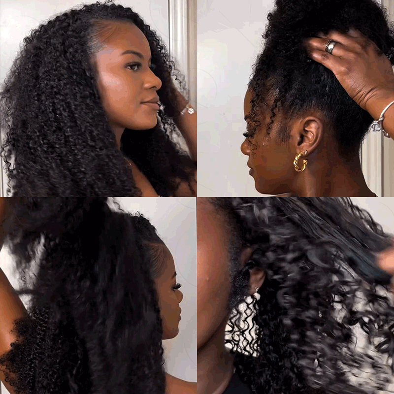 QVR Premium Chinese Hair Afro Kinky Curly Virgin Human Crochet Hair Natural Black Machine Made Feather Crochet Hairstyles