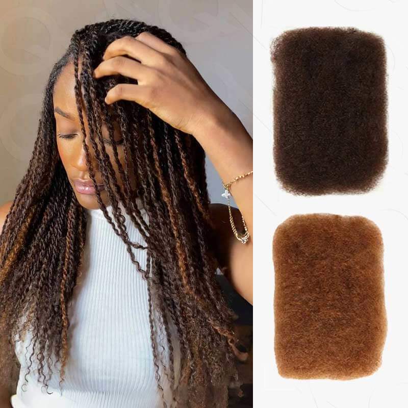 QVR #4+#30 Two Colors Afro Kinky Bulk Human Hair For Braiding DreadLock