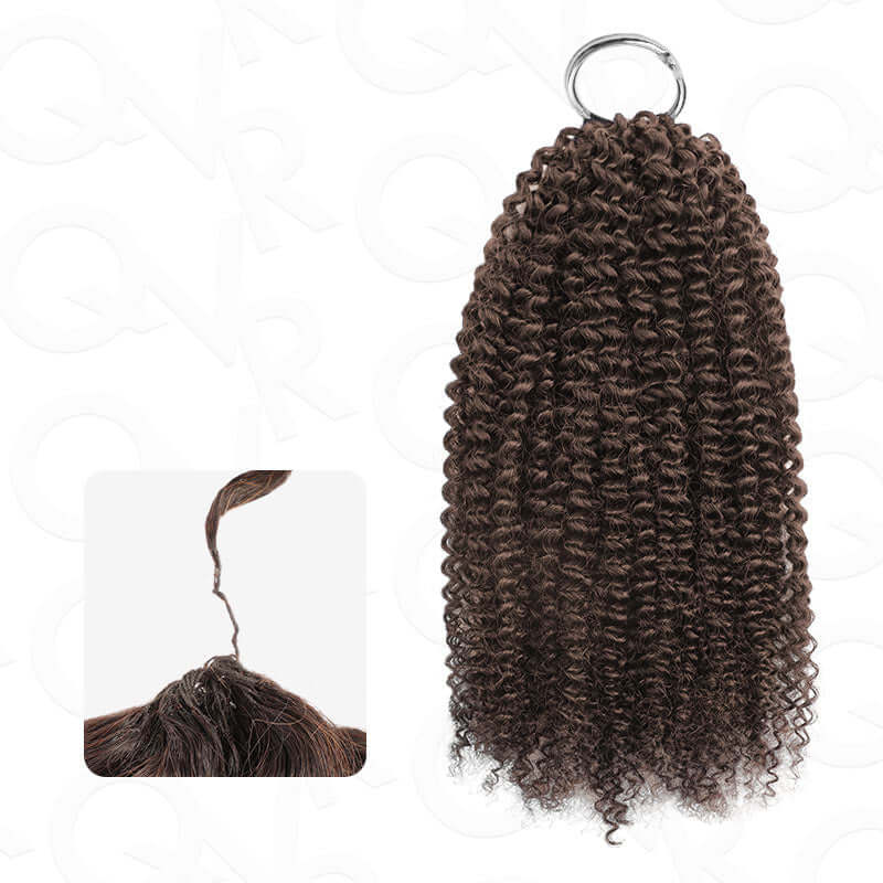 QVR Dark Brown #4 Crochet Hair Afro Kinky Curly Machine Made Feather Human Hair Extension