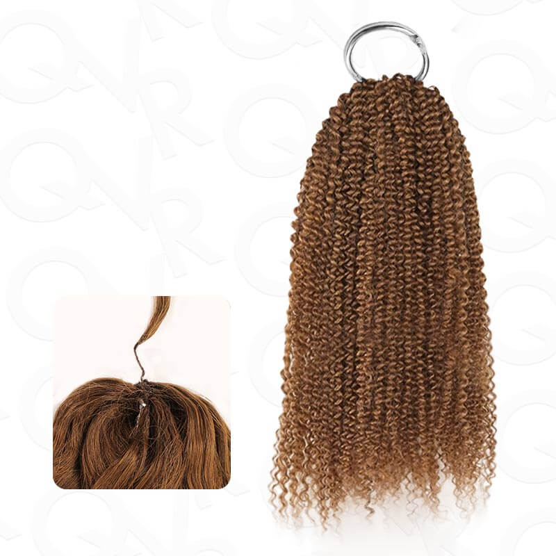 QVR Brown Highlight Feather Crochet Human Hair #P1B/4 Afro Kinky Curly Machine Made Crochet Weave Hair Extensions