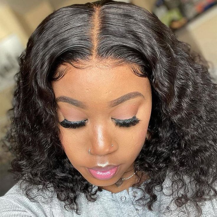 QVR Short Deep Wave Bob Wig 13x4/4x4 Lace Frontal Human Hair Wigs