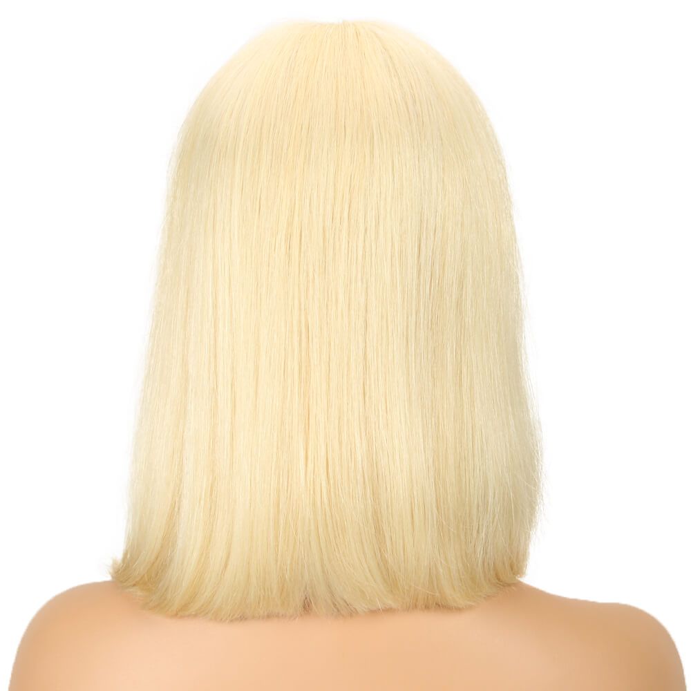QVR 613 Blonde Short Bob Wigs T Lace 13x4 Straight Human Hair Lace Front Bob Wig