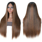 QVR Glueless Straight V Part Wig Balayage Highlights Beginner Friendly Upgrade U Part Wig