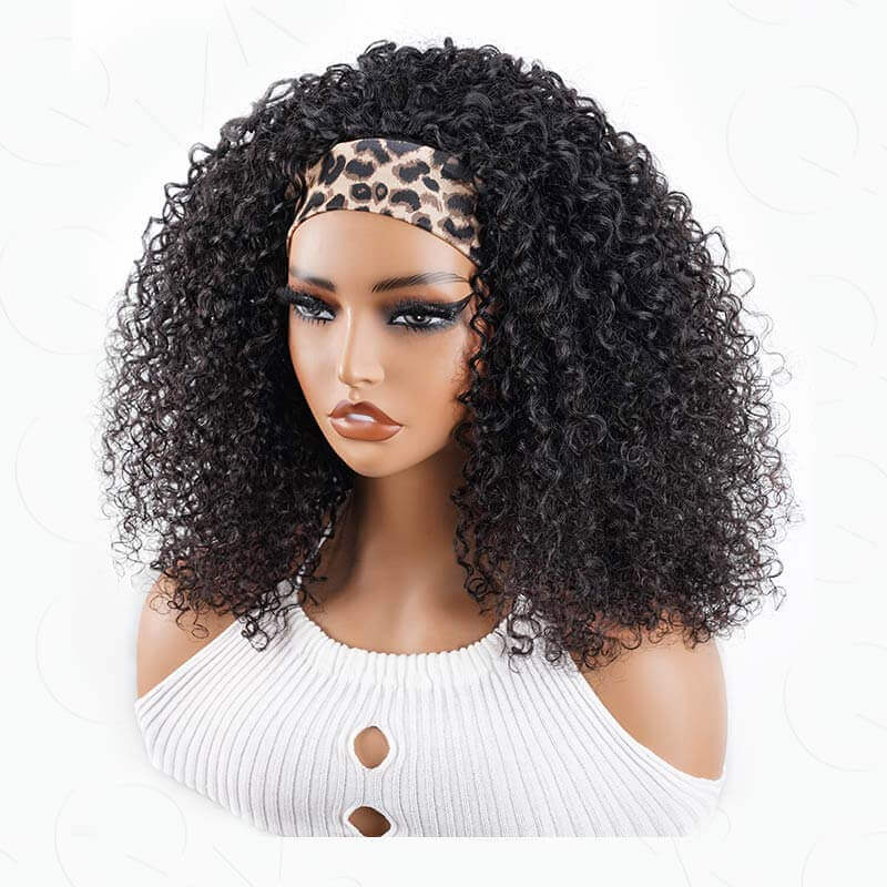 QVR Glueless Twist Curly Half Wig 250% Density Human Hair Wig Wear Go Flip Over Wig