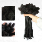QVR Handmade Dreadlocks Natural Black Thickness 0.6cm Human Hair Loc Extensions
