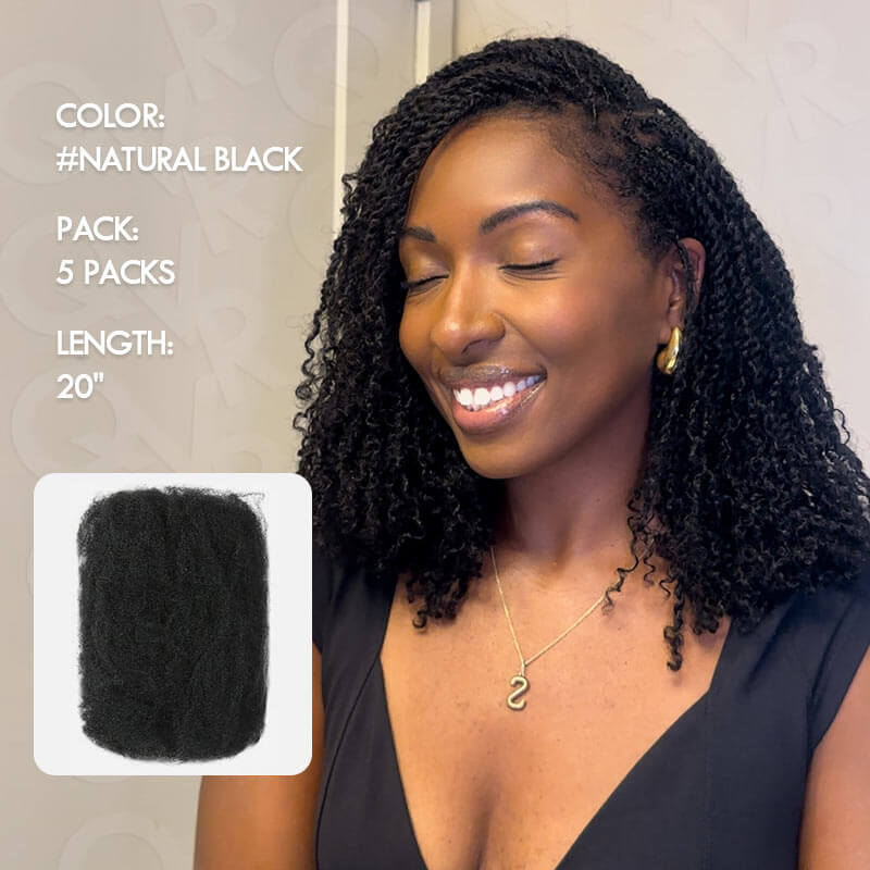 QVR Dark Orange Afro Kinky Bulk Hair Extensions For Braiding Dreadlock Human Hair