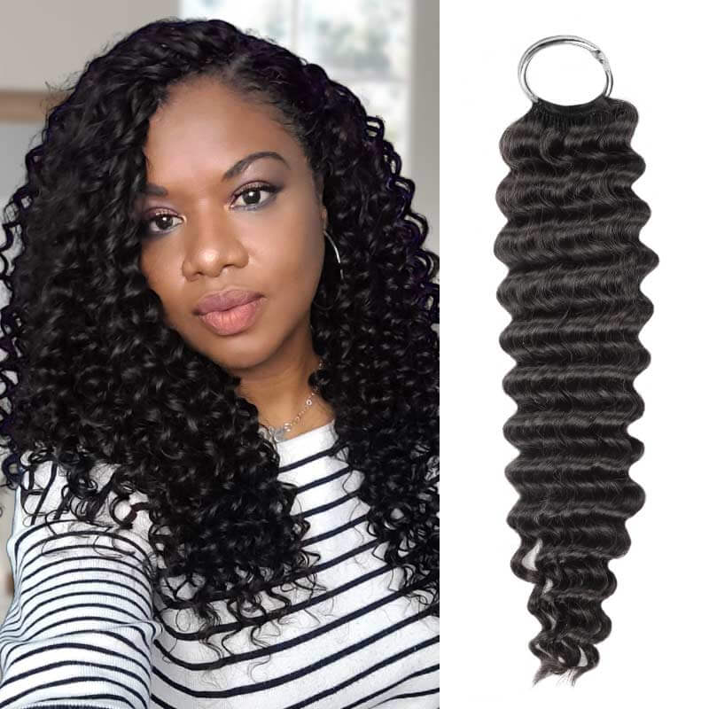 QVR Burmese Curly Crochet Hair Natural Black Machine Made Feather Crochet Human Hair Extension