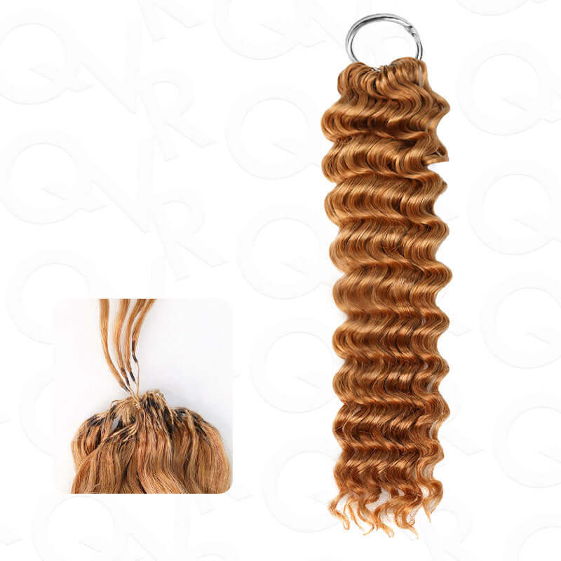 QVR Deep Wave Feather Crochet Human Hair Highlight #P4/27 Miracle Knots Crochet Weave Hair Extensions