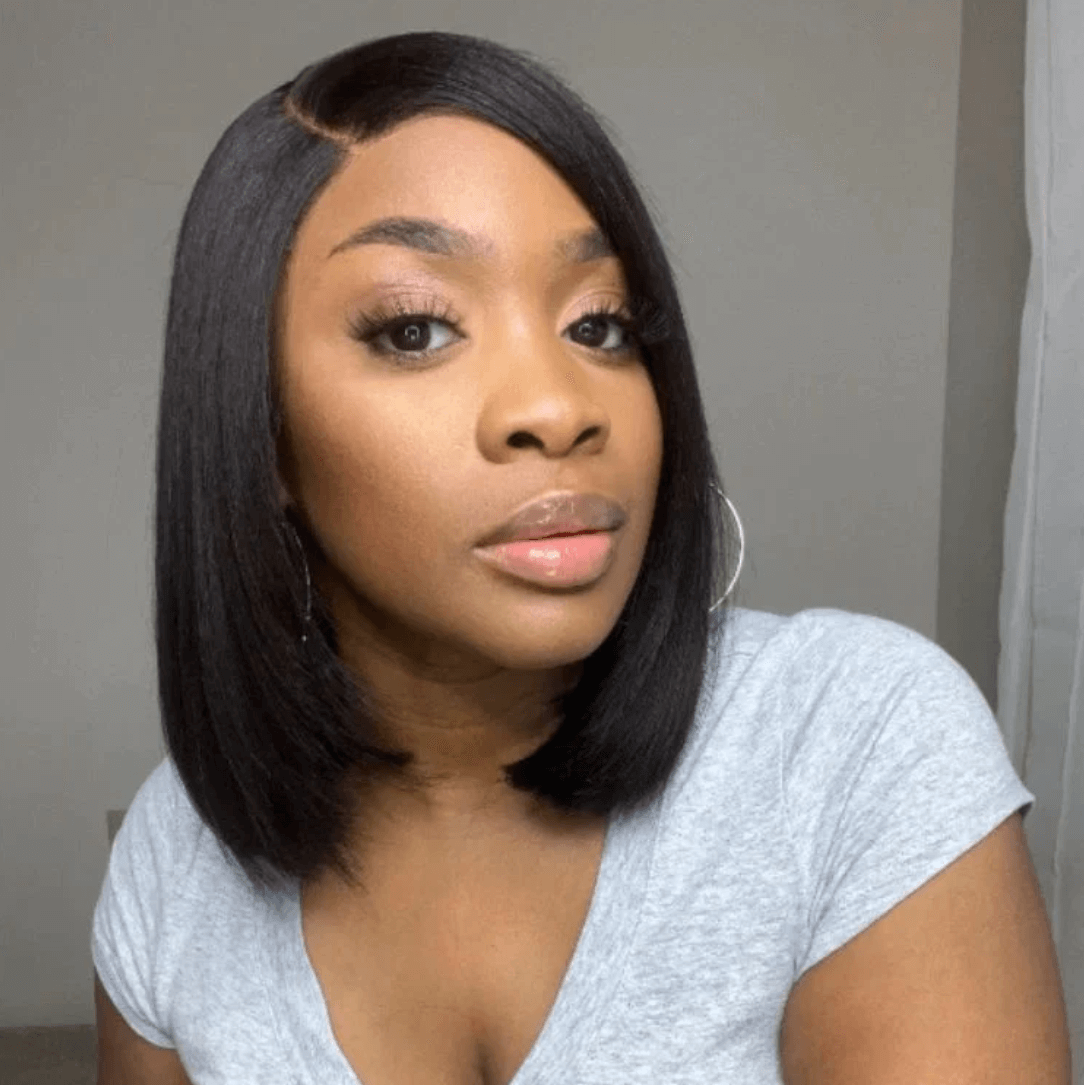 QVR Wear & Go Blunt Cut Straight Bob Minimalist HD Lace Glueless C Part Wig