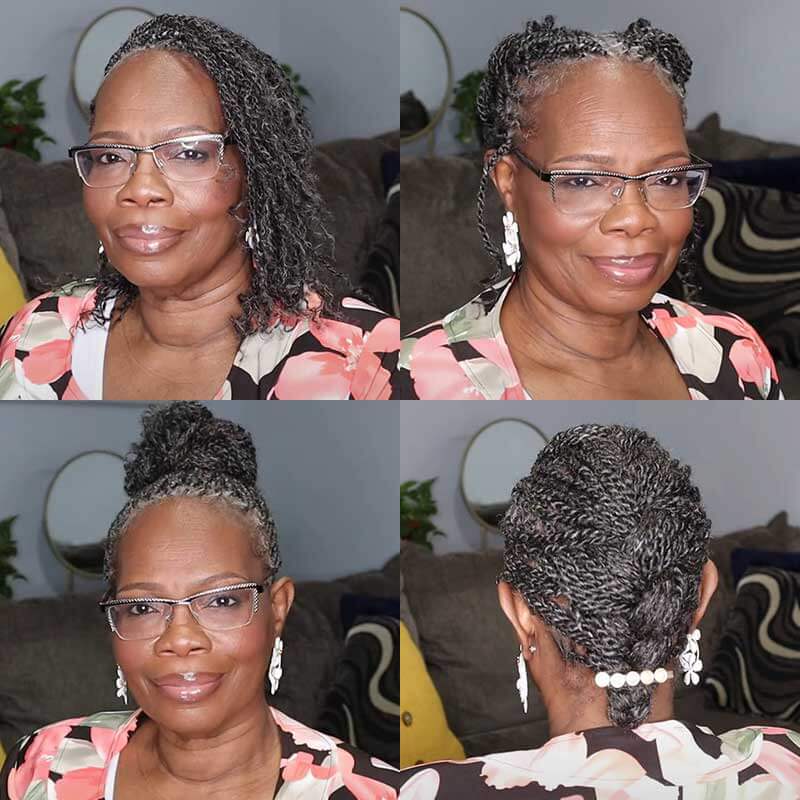 QVR Brazilian Salt Pepper Color Afro Kinky Bulk Human Hair For Braiding Dreadlock Hair