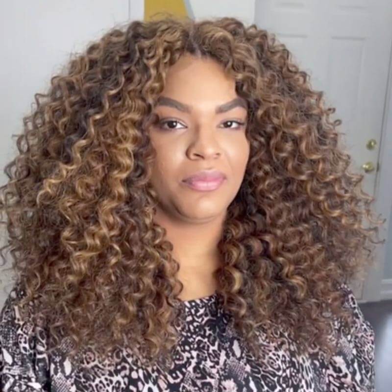 QVR Invisible Water Wave Brown Highlight Feather Crochet Human Hair Extensions