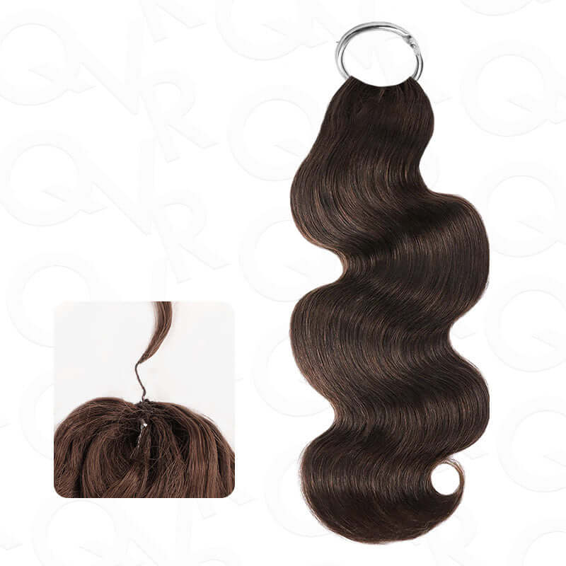 QVR Burmese Curly Feather Crochet Human Hair Dark Brown Machine Made Crochet Weave Hair Extensions
