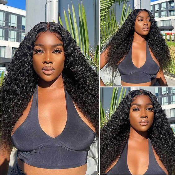 QVR Glueless Water Wave V Part Wigs 180% Density Super Natural Human Hair Glueless 0 Skill Needed Wig