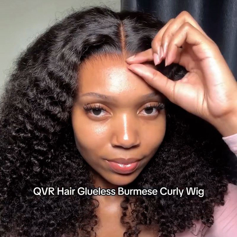 QVR Burmese Curly 13X4 Lace Front Wig Wear To Go 4Pre Design Virgin Human Hair Wigs