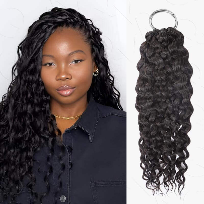 QVR Highlight Brown Water Wave Feather Crochet Hair Machine Made Feather Human Hair Extension