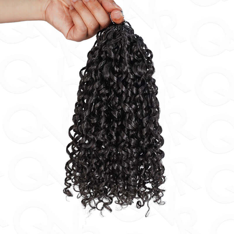 QVR Ramen Curl Crochet Hair Natural Black Machine Made Feather Crochet Human Hair Extension