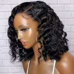 QVR Short Bob Loose Deep Wave Lace Frontal Wigs 180% Density