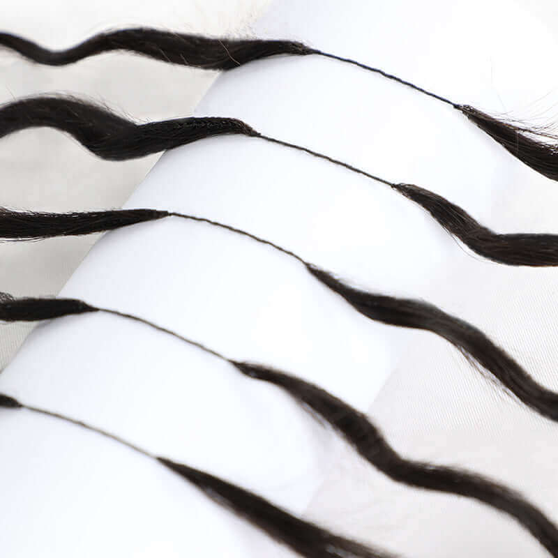 QVR Invisible Water Wave Brown Highlight Feather Crochet Human Hair Extensions