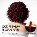 QVR Glueless Big Curly V Part Wig Ombre #T1B/99J Human Hair Short Bob Wig