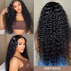 QVR Glueless Pre-cut 13x4 HD Lace Frontal Human Hair Wigs Deep Wave Wear Go Wigs