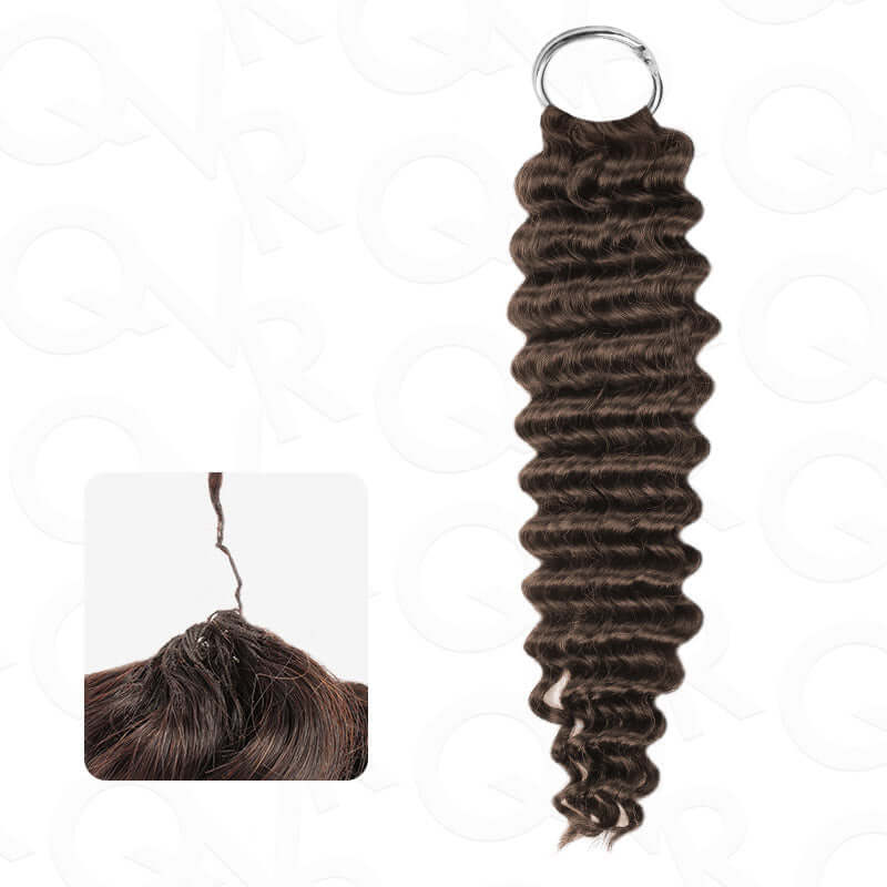 QVR Dark Brown #4 Crochet Hair Afro Kinky Curly Machine Made Feather Human Hair Extension