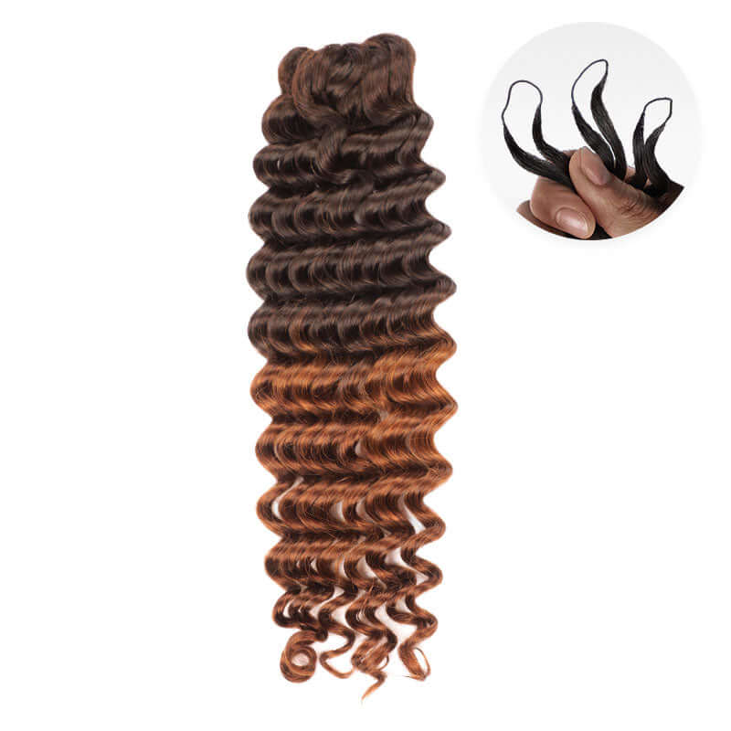 QVR Lightweight T2/30 Color Deep Wave Feather Crochet Braid Human Hair Extensions