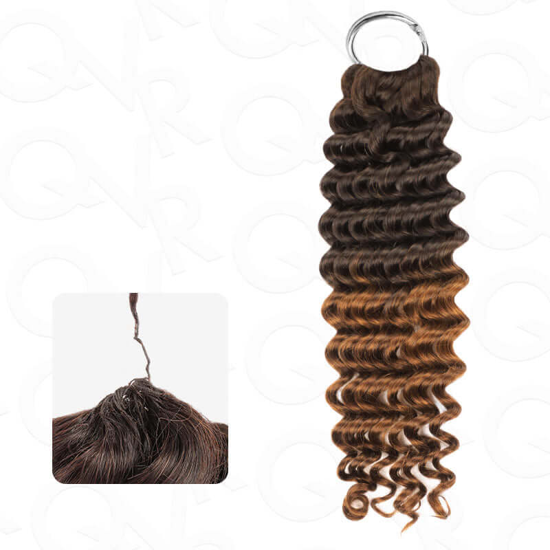 QVR #T2/30 Crochet Hair Water Wave Machine Made Feather Human Hair Extension