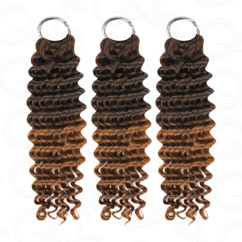 QVR Soft Feather Crochet Hair 3 Packs Small Kinky Curly Machine Made Human Hair Extension