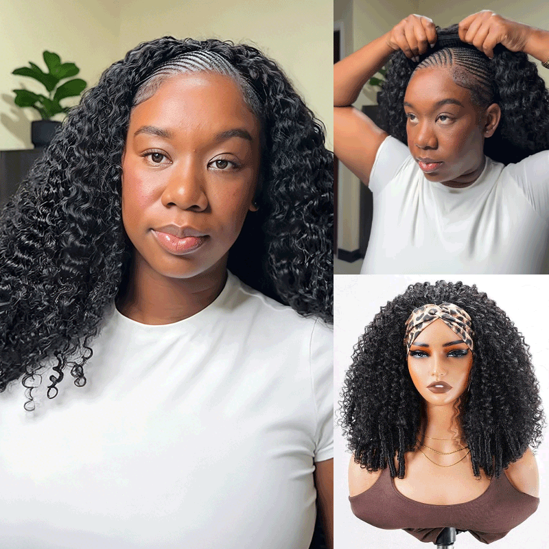 QVR Glueless Burmese Curly Half Wig 250% Density Human Hair Wig Wear Go Flip Over Wig