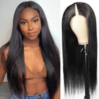 QVR Straight V Part Wig Virgin Remy Human Hair Soft Silky Straight Wigs Human Hair Wig