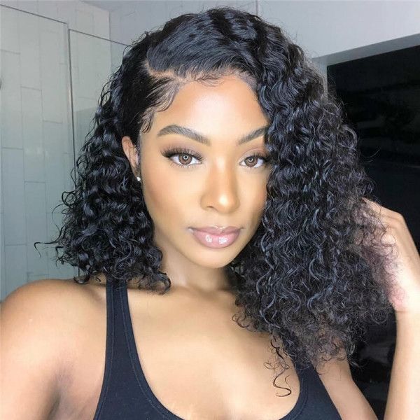 QVR Short Deep Wave Bob Wig 13x4/4x4 Lace Frontal Human Hair Wigs