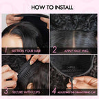 QVR Glueless Ombre Brown Kinky Curly Half Wig with Black Roots 250% Density Human Hair Wig #T1B/30 Wear Go Flip Over Wig