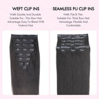 QVR Invisible 9PCS Weft Clip In Hair Extensions 5PCS Volumizer Natural Straight PU Clip In Human Hair