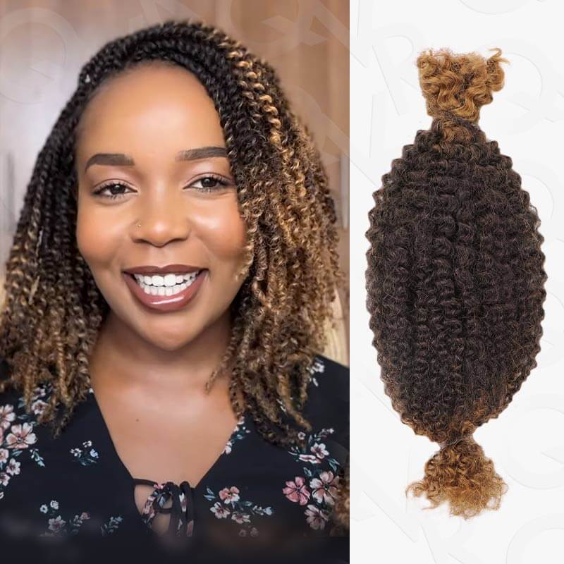 QVR Upgraded Kinky Bulk Natural Black hair 4a/3c Extensions