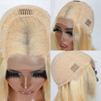 QVR 613 Blonde Short Bob Wigs T Lace 13x4 Straight Human Hair Lace Front Bob Wig