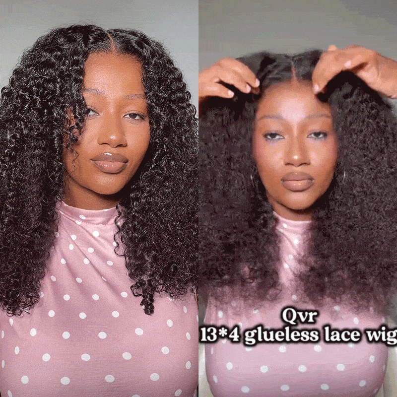 QVR Burmese Curly 13X4 Lace Front Wig Wear To Go 4Pre Design Virgin Human Hair Wigs