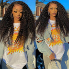 QVR Glueless Pre-cut 13x4 HD Lace Frontal Human Hair Wigs Kinky Curly Wear and Go Wigs