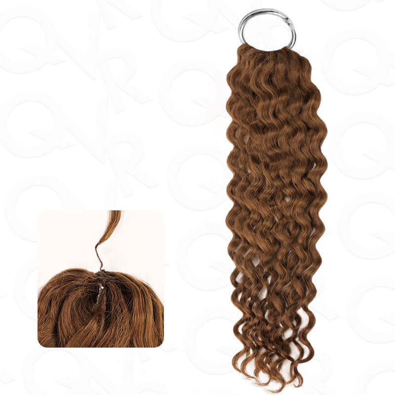 QVR Highlight Crochet Hair Water Wave #4+#30+#27 Machine Made Feather Human Hair Extension