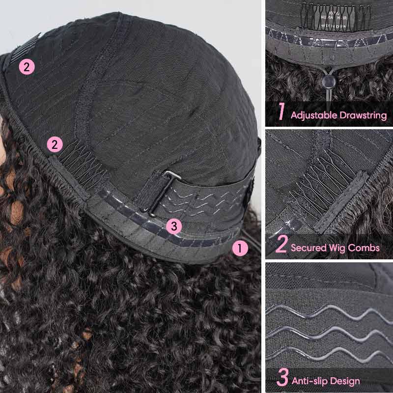 QVR Glueless Highlight Brown #1B/30 Twist Curly Half Wig 250% Density Human Hair Wig Wear Go Flip Over Wig