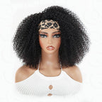 QVR Glueless Auburn Brown Kinky Curly Half Wig 250% Density Human Hair Wig Wear Go Flip Over Wig
